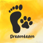 Preview: Dreamteam Aufkleber mit Fußabdruck und Pfote – lustiger Hunde Sticker, wetterfest, für Auto, Laptop, Haustür oder als Geschenk für Hundefreunde.“